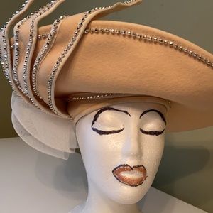 Beautiful Sylvia of St Louis Beige Wool Chuch Hat